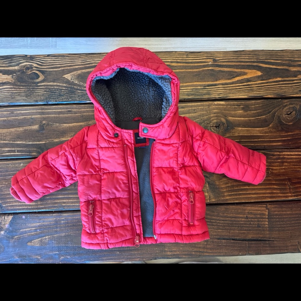 GAP Baby Red and Gray Fleece Jacket